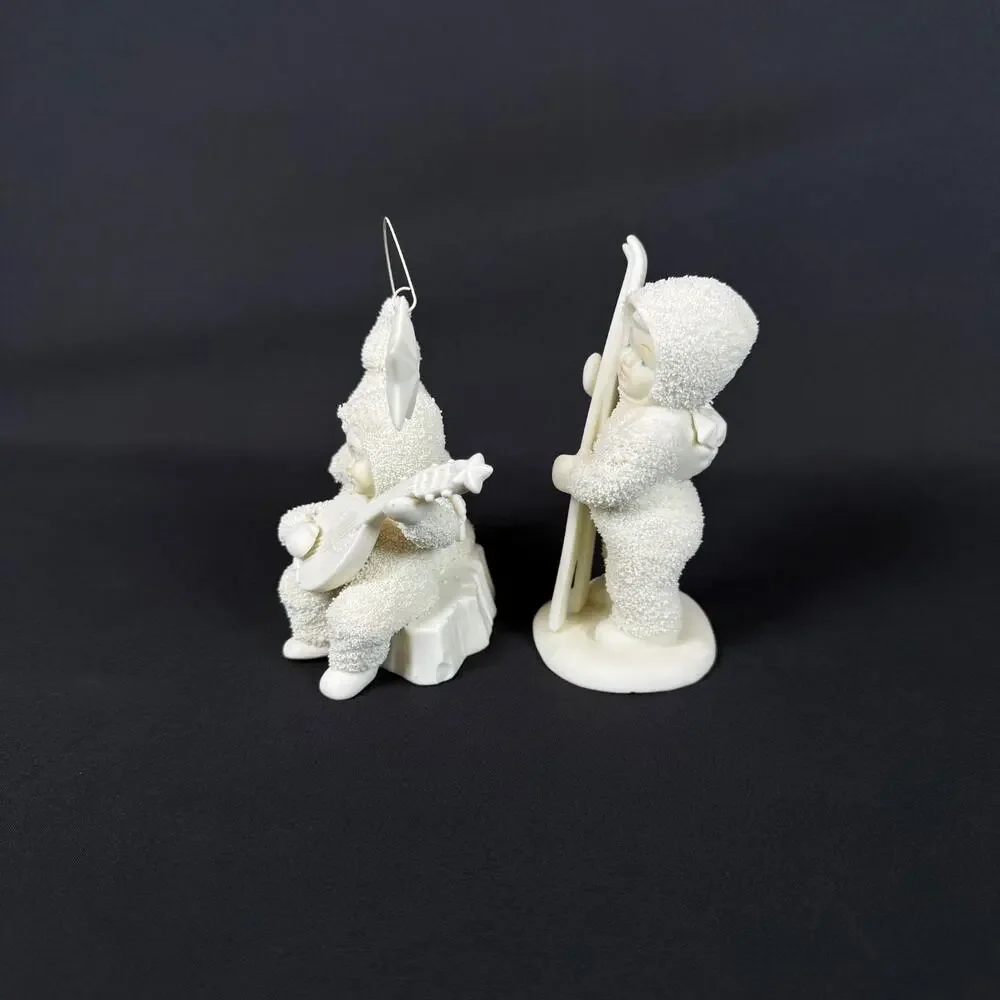 Lot of 2 Department 56 Snowbabies Figurines Skiing Mandolin Guitar Star 4.5